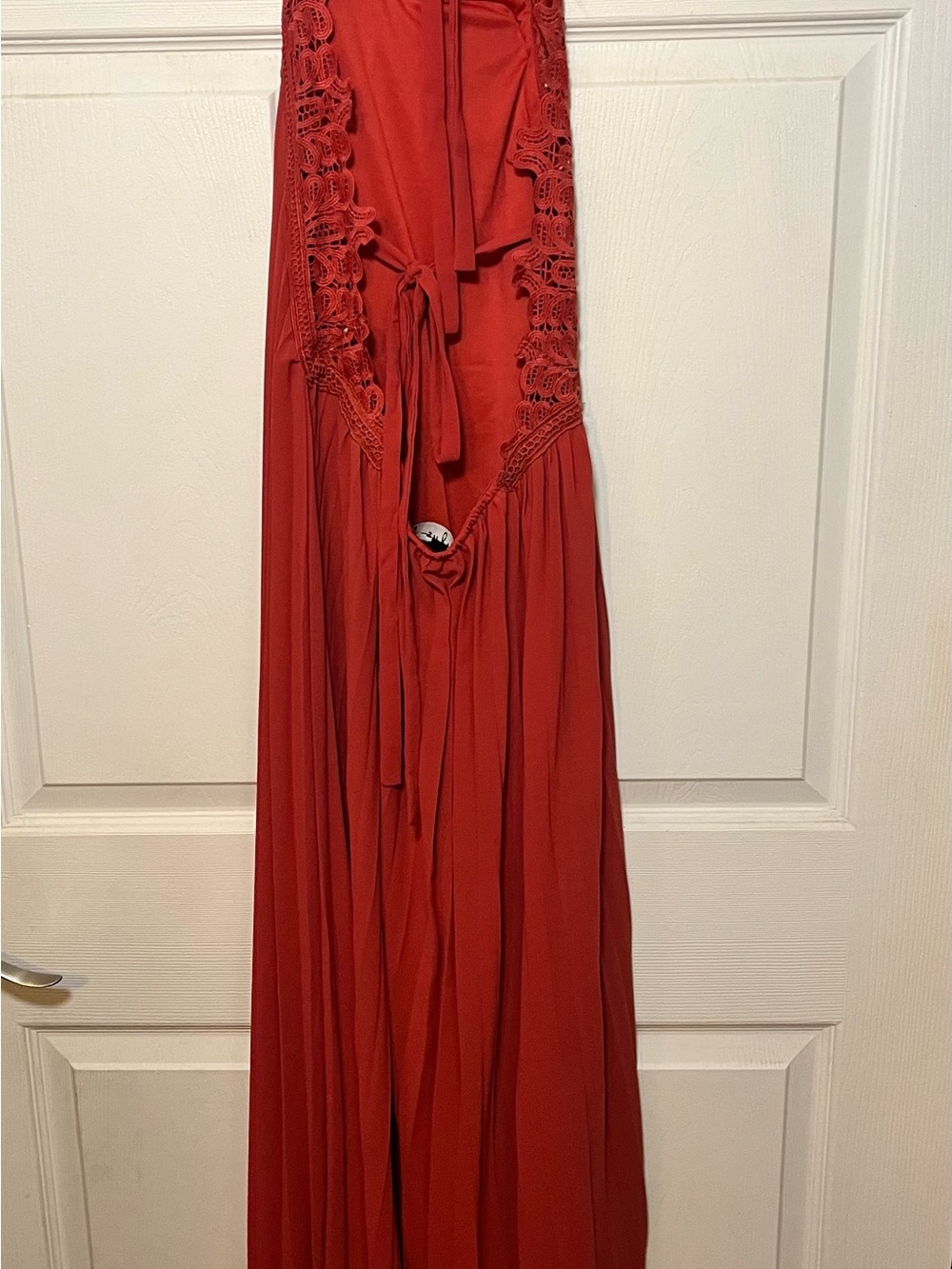 Lulu's Pleated Halter Maxi Dress in Terracotta - Picture 10 of 13